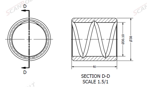 Buchse 30 x 38 x 40L