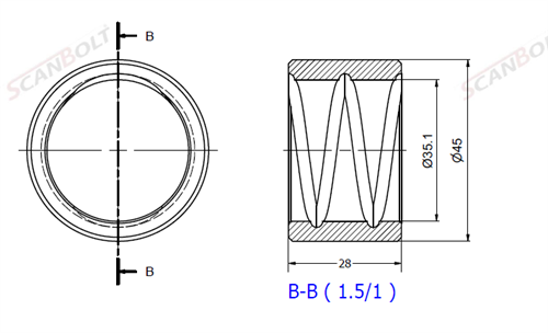 Buchse 35 x 45 x 28L