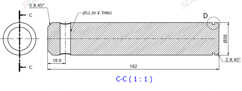 Bolzen Ø35x182L ohne Schmierung & mit Arretierloch
