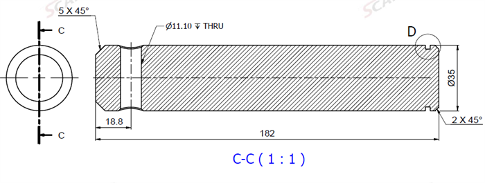 Bolzen Ø35x182L ohne Schmierung & mit Arretierloch