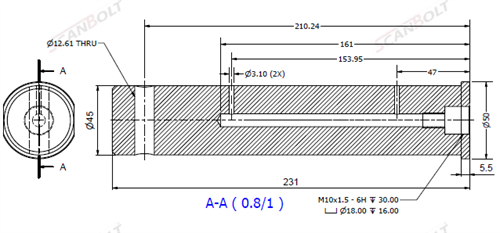 Bolzen Ø45x231L mit Schmierung & Arretierloch