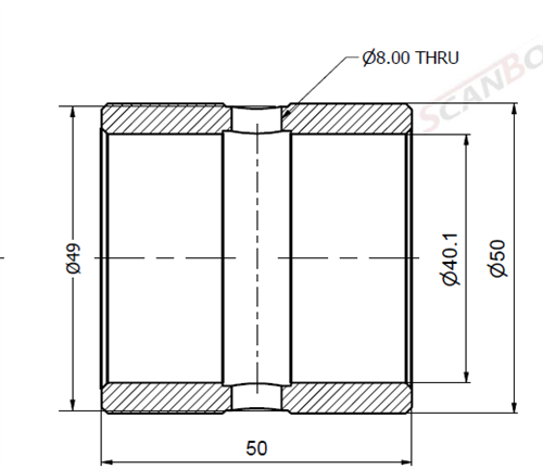 Buchse 40 x 50 x 50L