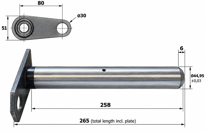 Bolzen 45x258 mm.